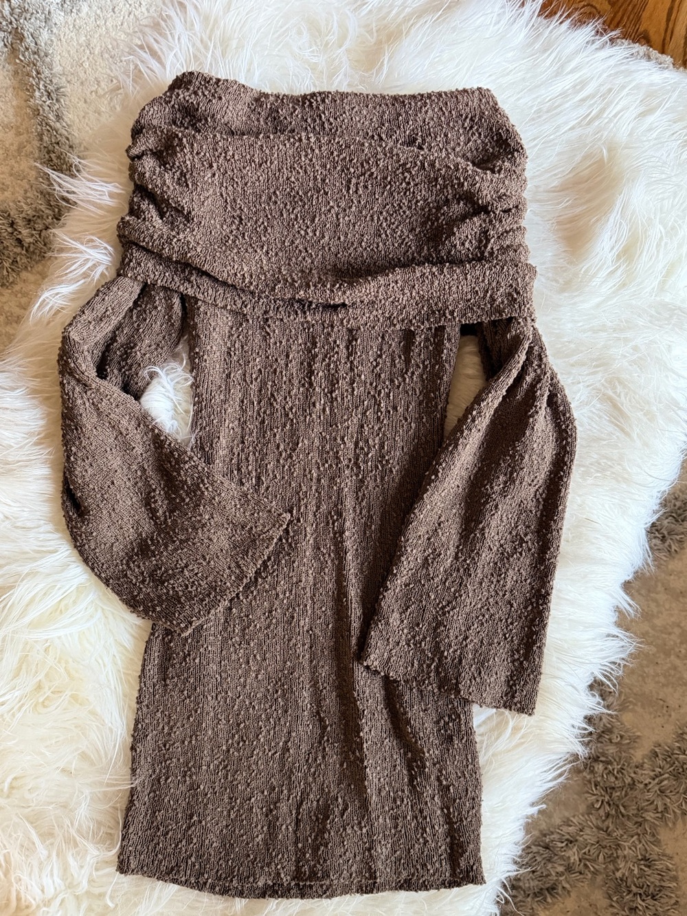 SHEIN Brown Strapless Textured Knit Dress - Picture 2 of 5